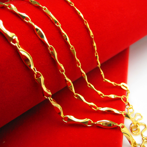 不掉色 黄金项链 男女元宝链镀金999金24k千足色链子长短细锁骨