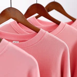 骚粉色 320g重磅毛圈布落肩款圆领oversais宽松卫衣 男女同款长袖