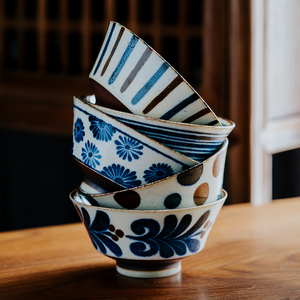 泽滕家 日本进口日式陶瓷餐具 家用复古釉下彩吃饭米饭碗 汤面碗