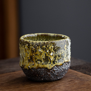 柴烧茶杯纯手工志野烧粗陶日式茶具养生单杯主人杯茶碗老岩矿陶瓷