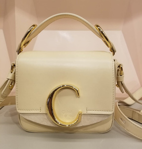 chloe/蔻依 c系列金扣包mini单肩斜跨光面真皮手提包百搭时尚女包