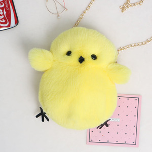 小鸡包秋冬新款潮毛毛单肩斜挎包儿童丑萌卡通少女毛绒小可爱包包