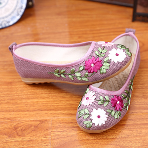 新款老北京亚麻手工艺鞋舞蹈表演鞋演出鞋古装汉服绣花鞋婚鞋伴娘