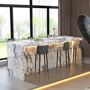 岩板吧台桌家用轻奢阳台客厅隔断家庭厨房沙发边岛台餐桌一体定制