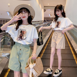 2022年夏季新款女童套装二年级女孩衣服韩版小学生儿童姐妹闺蜜装