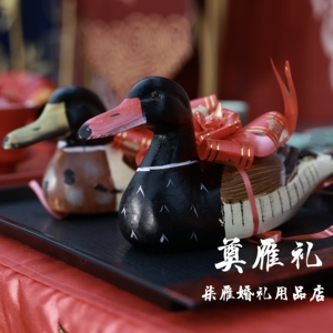 实木雕刻舒雁中式汉婚礼道具用品明制奠雁礼木雁对雁迎亲信物聘雁