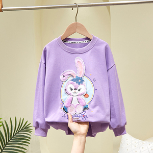 女童星黛露卫衣春秋款中大儿童圆领小女孩刺绣外穿卡通打底衫上衣