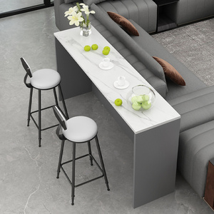 岩板吧台桌家用长条桌餐桌现代简约客厅隔断柜靠墙高脚桌厨房沙发