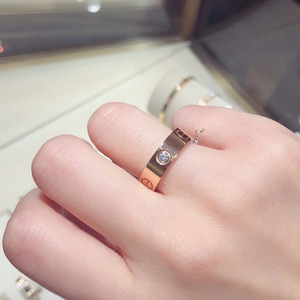 cartier/卡地亚新款女士18k黄金love结婚戒指情侣 单钻 镶钻 对戒