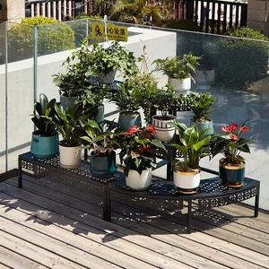 室外铁艺花架阶梯式置物架阳台庭院花盆架客厅转角花园多肉展示架