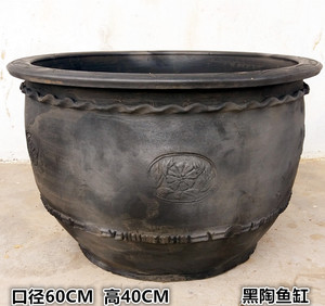 手工瓦缸金鱼缸莲盆陶瓷乌龟缸养鱼盆水培盆复古泥瓦盆粗陶鱼缸