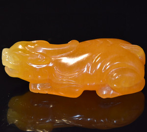 珍藏印尼金田黄瑞兽把玩件硬料原石雕刻古玩古董收藏真品老寿山石