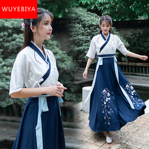 改良版古装汉服连衣裙少女夏装初中高中学生中国风汉元素裙子套装