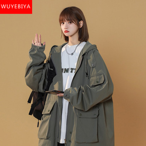 工装外套少女春秋2023新款初中高中学生宽松夹克冲锋衣褂子上衣服