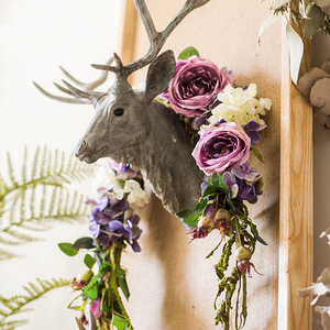 【掬涵】弥漾设计师花带 自由造型装饰花艺 桌花壁挂花环玫瑰绣球