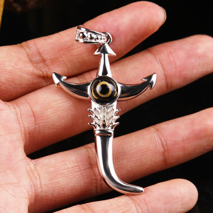 宝莲灯前传同款s925纯银二郎神杨戬天眼吊坠纯银镶嵌天然水晶实心