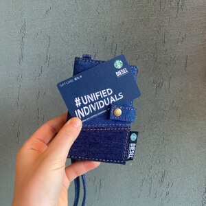 星巴克包包牛仔卡包小包diesel迪赛牛仔实用便携卡包随身零钱包