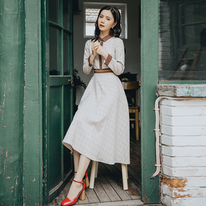 民国风女装复古小洋装连衣裙子文艺英伦学院风演讲服装女秋冬学生