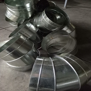 镀锌白铁皮咬口圆形不锈钢焊接45度200弯头螺旋风管配件热卖