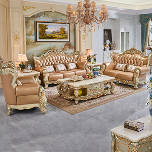 欧式真皮沙发123组合 客厅实木雕花豪华沙发高档香槟金大小户型