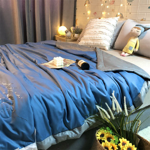 牛奶丝大豆纤维夏被可水洗蓝色单双人天丝空调被夏凉被夏季薄被子