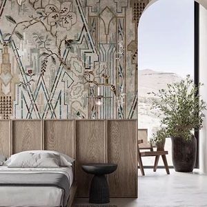 复古印象定制壁布墙布古埃及几何线条客厅卧室背景墙壁纸墙纸壁画