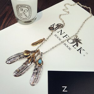 日韩新款克罗心羽毛钛钢男女长款项链权志龙吴亦凡雪梨同款情侣