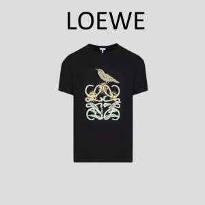 loewe/罗意威 22新款 刺绣喜鹊图案花卉字母logo短袖男 t恤女上衣