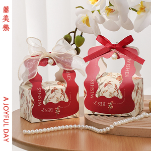 囍美乐欧式结婚喜糖婚礼中式纸盒糖果精致手提大容量红色订婚2023