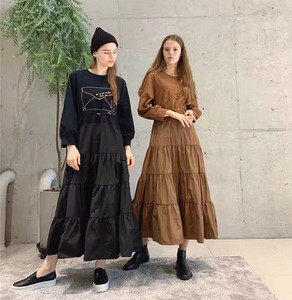 韩国东大门代购rb正品rookie bud字母信封鸽子抽绳长袖拼接连衣裙