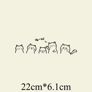 纯黑线条小猫字母图案贴服装印花图案烫贴卡通转印柯式烫画贴0328