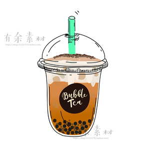 水彩珍珠奶茶卡通手绘巧克力抹茶奶昔奶茶店海报插画矢量设计素材