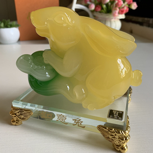 如意兔子摆件招财水晶玉兔礼品生日礼物生肖兔客厅电视柜酒柜摆设
