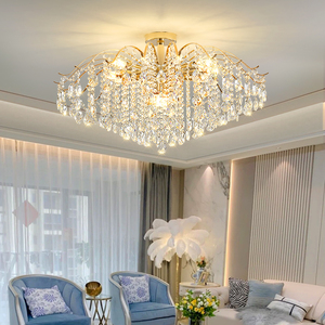 新款现代简约时尚灯饰家用创意餐厅客厅卧室水晶吊灯LED节能灯具