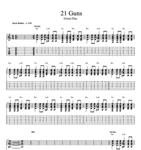 乐队总谱green day - 21 guns总谱 吉他谱 贝斯谱 鼓谱 键盘谱