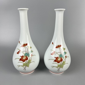 日本回流陶瓷器花瓶观音瓶一对家居装饰客厅风水摆件高18cm秀峰作