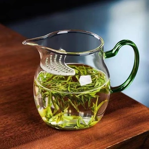 包邮高硼硅透明玻璃泡茶杯月牙公道杯一体大容量带过滤网分茶器