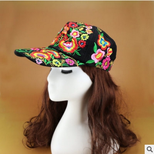 太阳帽民族风女装中国风文艺棉复古刺绣花休闲帽子女