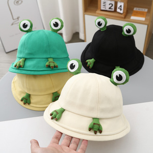 绿色青蛙帽子亲子款儿童渔夫帽男女童可爱盆帽女春夏季防晒遮阳帽