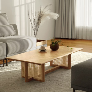 茶几茶桌子藤编简约设计师小户型茶几长方形茶台zhoulu2xiaofei