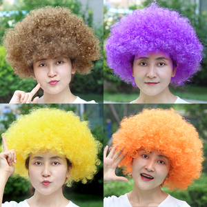 愚人节日化妆舞会夸张超大卷发小丑爆炸发球迷搞笑假发彩色假发套