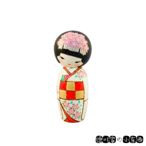 日本代购 传统和风 小芥子人偶 姬样 白色 木偶 娃娃 摆件 工艺品