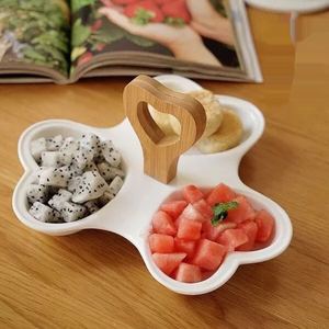 纯白陶瓷爱心小号单人果盘茶楼咖啡馆办公桌面零食点心盘包邮