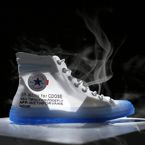 威尼匡威尼匡offwhite联名1970s高帮帆布鞋男女透明水晶底果冻鞋