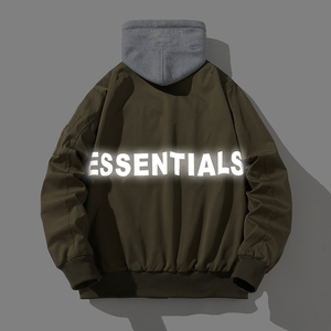 fear of god fog essentials棒球服男美式复古飞行员夹克反光外套