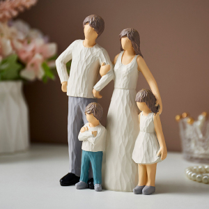 现代简约幸福一家四口人物雕塑摆件创意结婚纪念礼物玄关客厅装饰