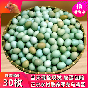 新鲜乌鸡蛋40枚整箱15枚绿壳蛋土鸡蛋60枚新鲜一箱笨鸡蛋柴鸡蛋草