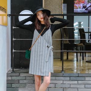 裁缝的通缉令 背心裙女秋冬2017新款中长款绑带气质吊带裙外搭裙