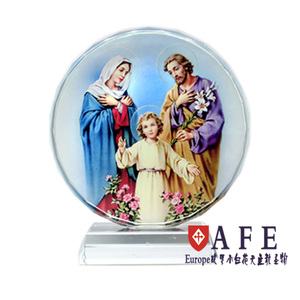 圣家三口像水晶圣像基督教礼品天主教圣物饰品新年礼物(精品版)