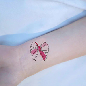 少女心蝴蝶结纹身贴防水持久韩国小清新可爱软妹逼真手上锁骨文身